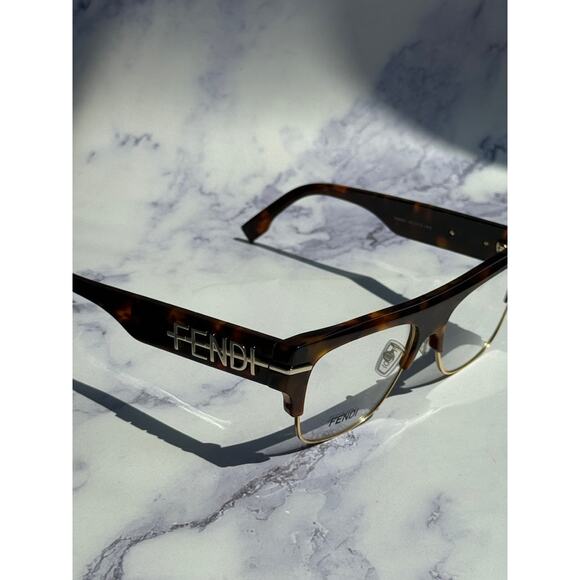 NEW Fendi FE50095U Brown Gold Logo Eyeglasses Frames - Picture 4 of 8